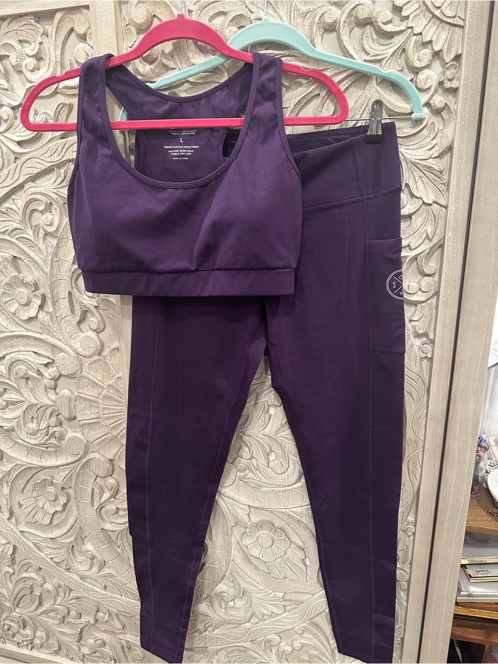 Women's Purple Leggings & Sports Bra Set - Activewear